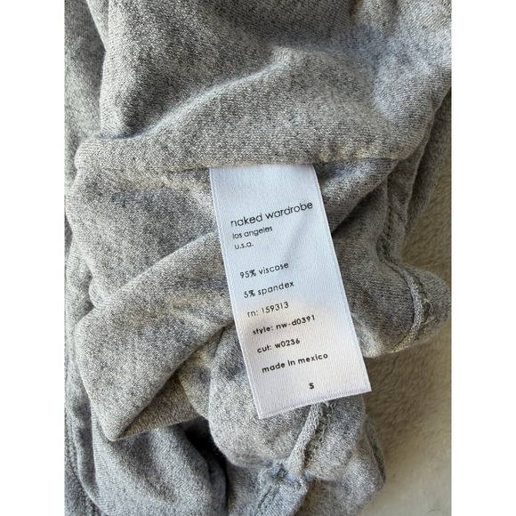 Naked Wardrobe S gray knit Bodycon Midi Dress short sleeve mock neck pullover - Picture 5 of 5